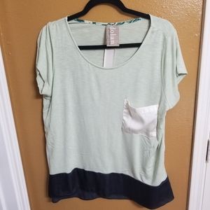 Dolan Color Block Pocket Shirt Mint Navy black, size L.